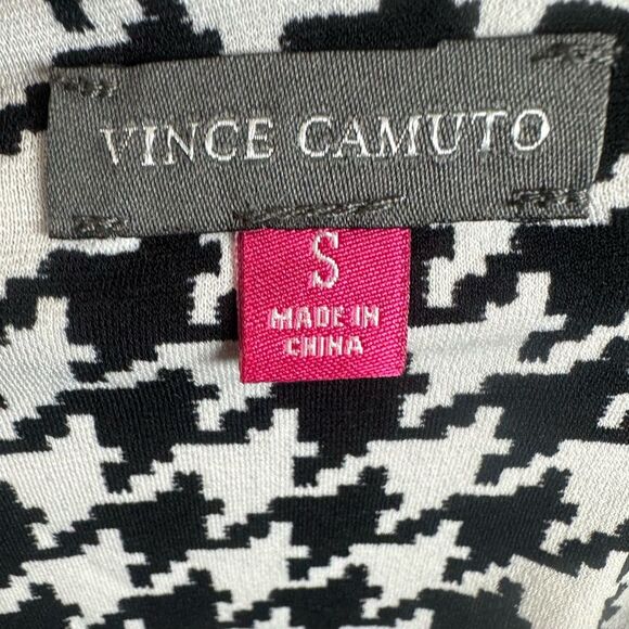 Vince Camuto long sleeve black and white houndstooth ruched top size small - Picture 6 of 7